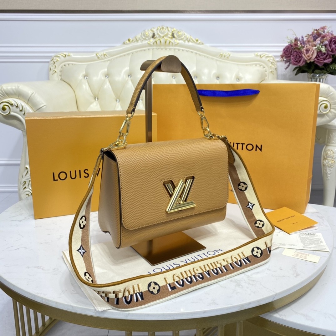 Louis Vuitton TWIST MM Handbag Epi Leather M57506 Gold Honey